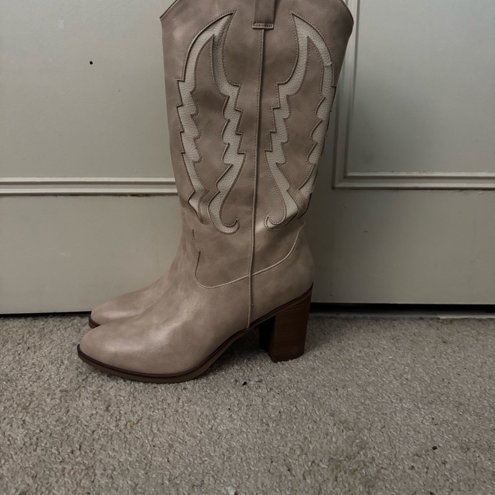 MIA Tan Heeled Boots with Chic Design